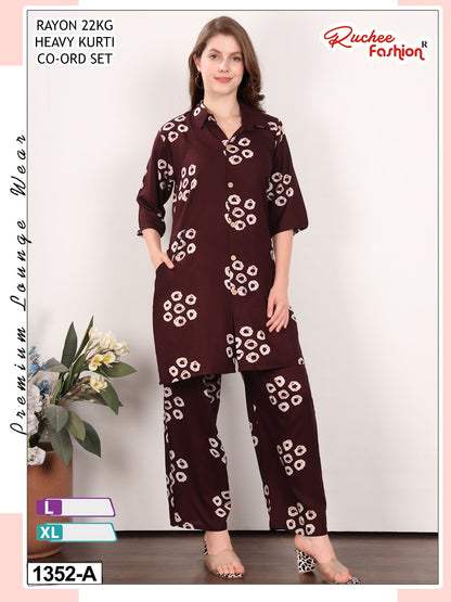 Dno 1350-1354 Ruchee Fashion Rayon 22Kg Co Ord Set Manufacturer Gujarat