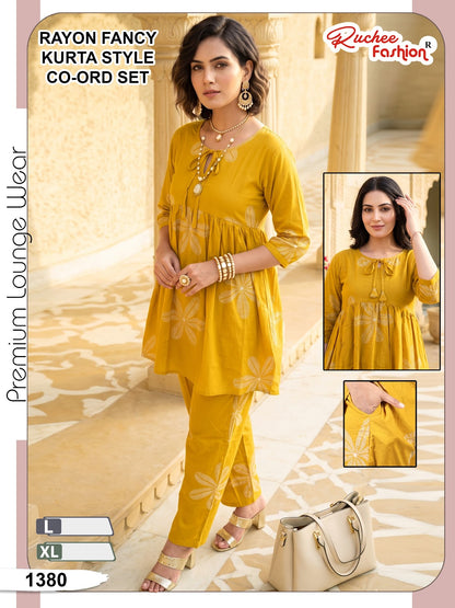 Dno 1378-1385 Ruchee Fashion Rayon Co Ord Set Supplier Gujarat