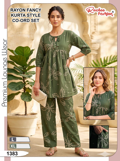 Dno 1378-1385 Ruchee Fashion Rayon Co Ord Set Supplier Gujarat