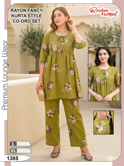 Dno 1378-1385 Ruchee Fashion Rayon Co Ord Set Supplier Gujarat