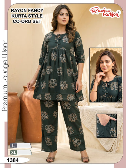 Dno 1378-1385 Ruchee Fashion Rayon Co Ord Set Supplier Gujarat