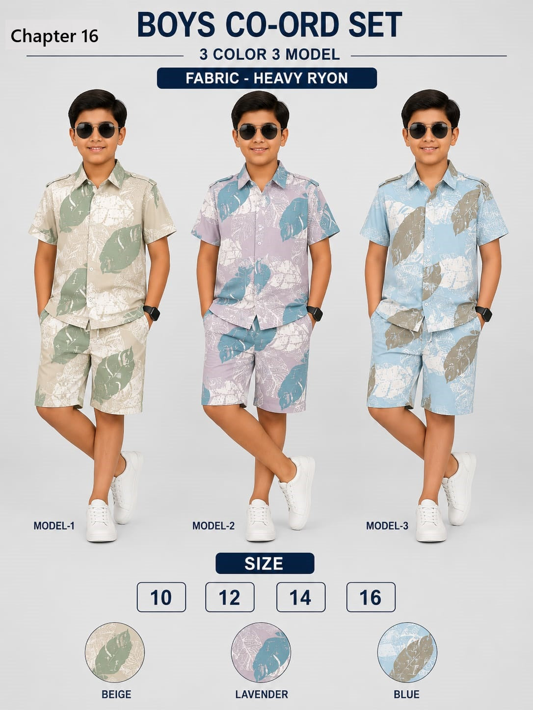 Dno 1480-1482 Chapter 16 Rayon Boys Co Ord Set Supplier Gujarat