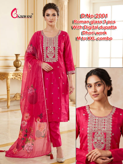 Dno 2001-2009 Neck Work Kaavee Roman Readymade Pant Style Suits Supplier