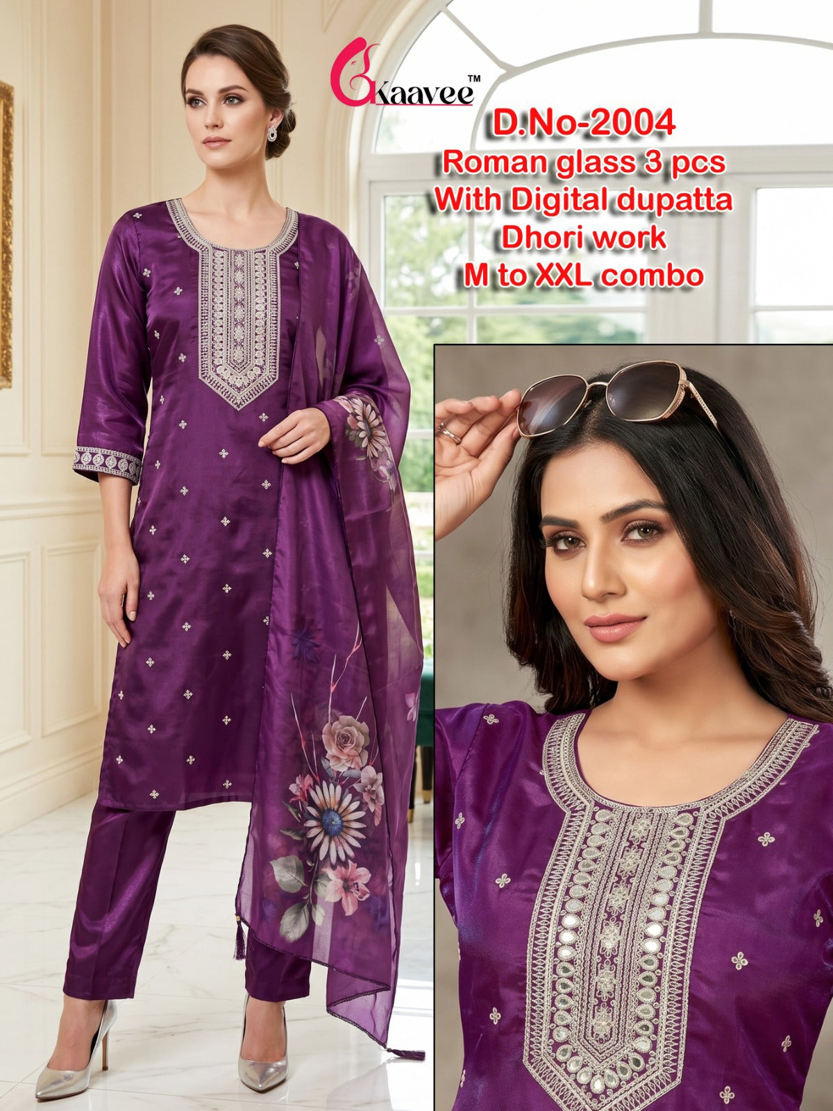 Dno 2001-2009 Neck Work Kaavee Roman Readymade Pant Style Suits Supplier