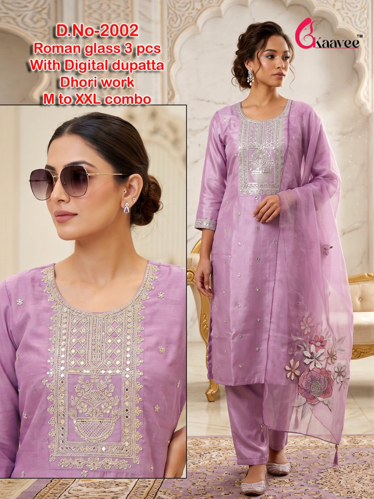 Dno 2001-2009 Neck Work Kaavee Roman Readymade Pant Style Suits Supplier