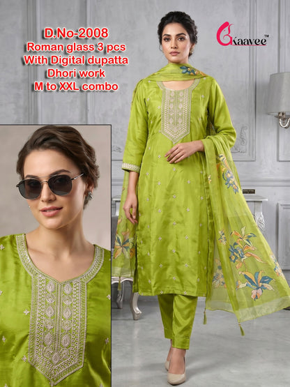 Dno 2001-2009 Neck Work Kaavee Roman Readymade Pant Style Suits Supplier