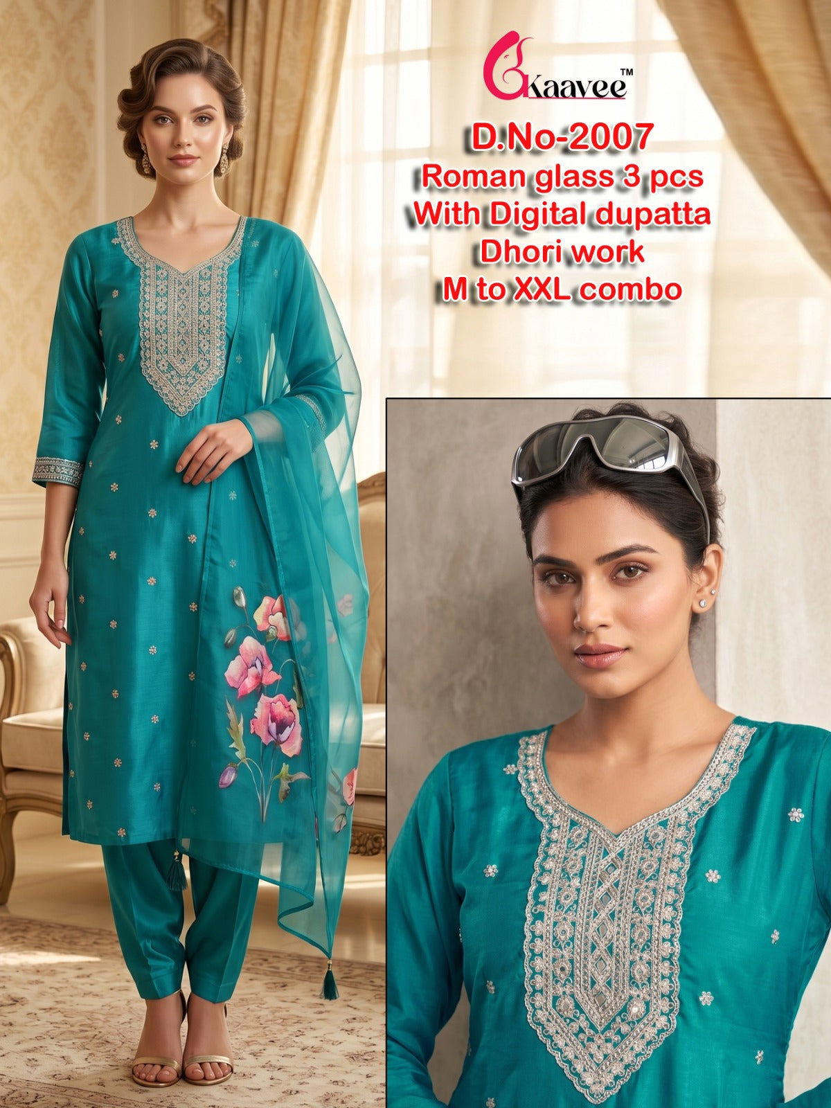 Dno 2001-2009 Neck Work Kaavee Roman Readymade Pant Style Suits Supplier