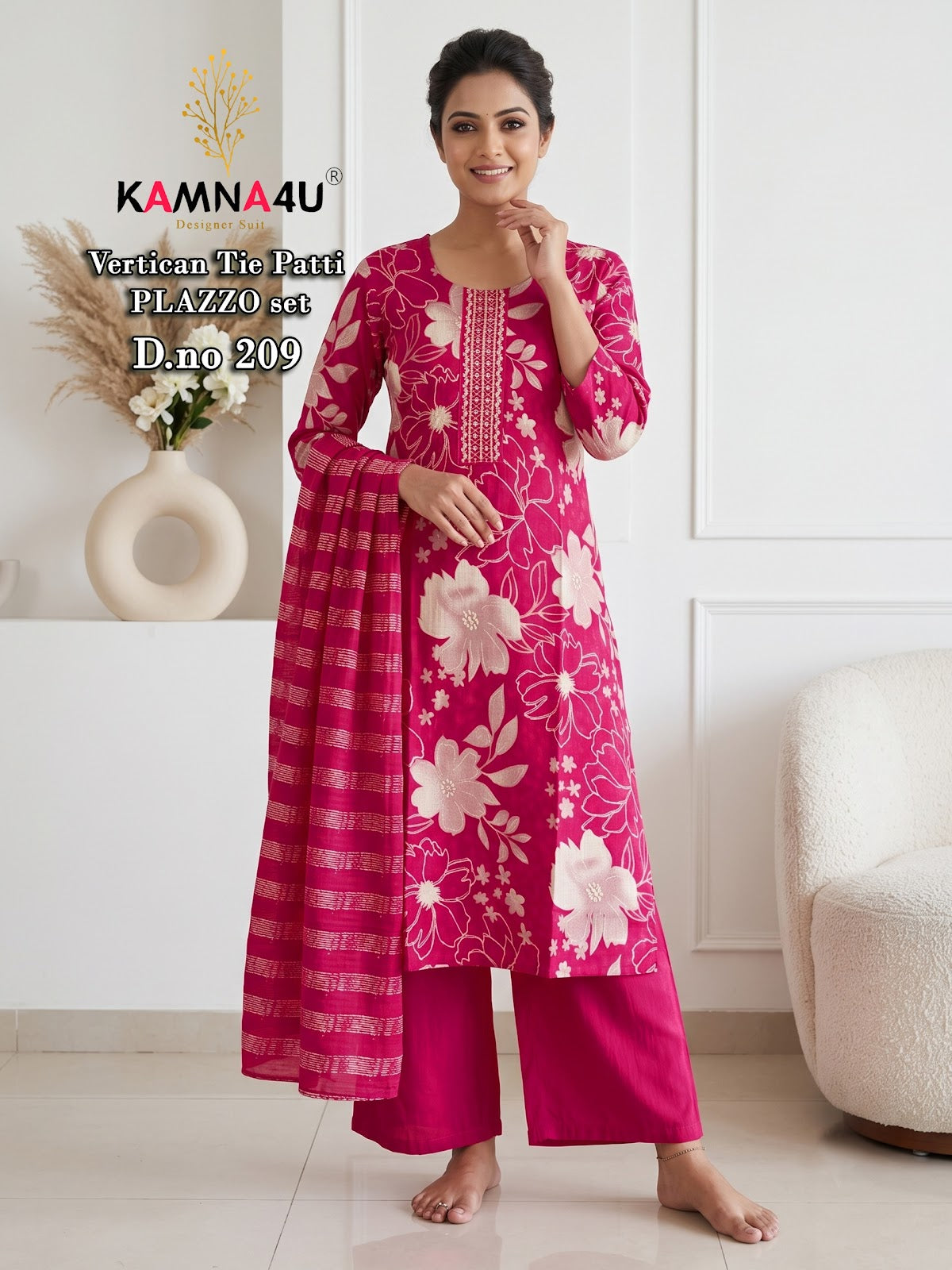 Dno 201-216 Kamna4U Vertican Readymade Plazzo Style Suits Wholesale
