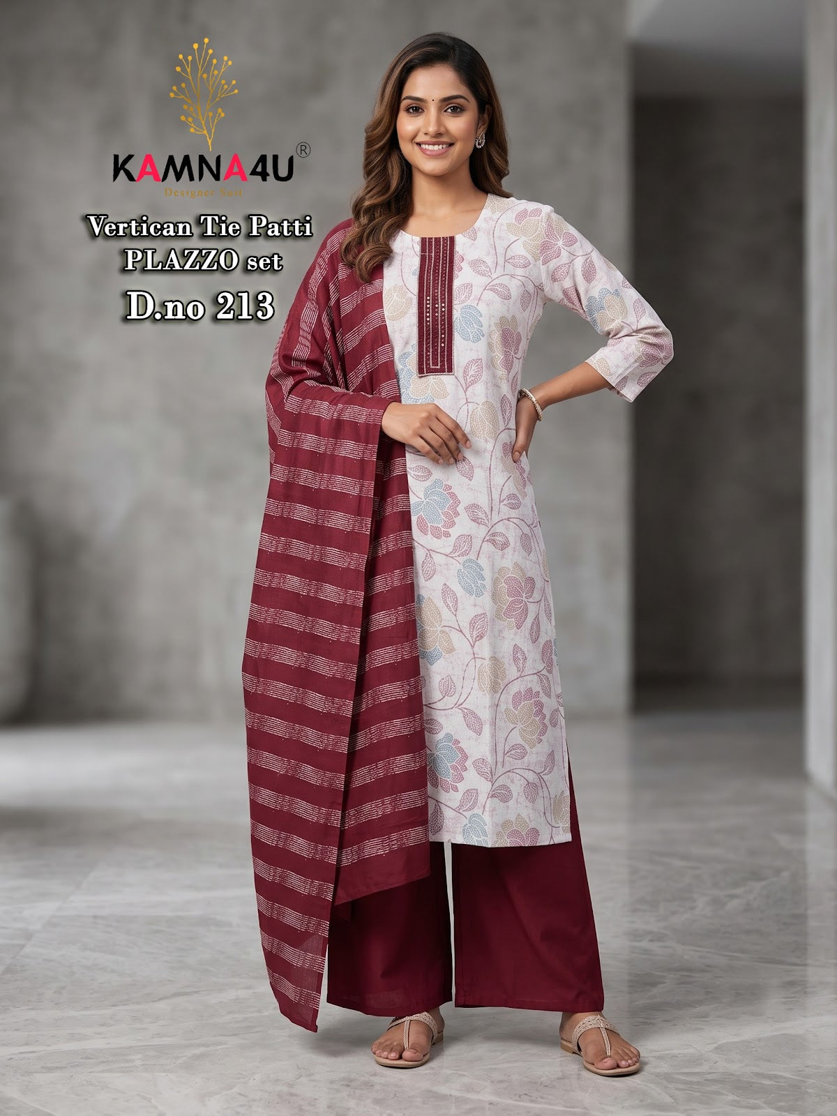 Dno 201-216 Kamna4U Vertican Readymade Plazzo Style Suits Wholesale
