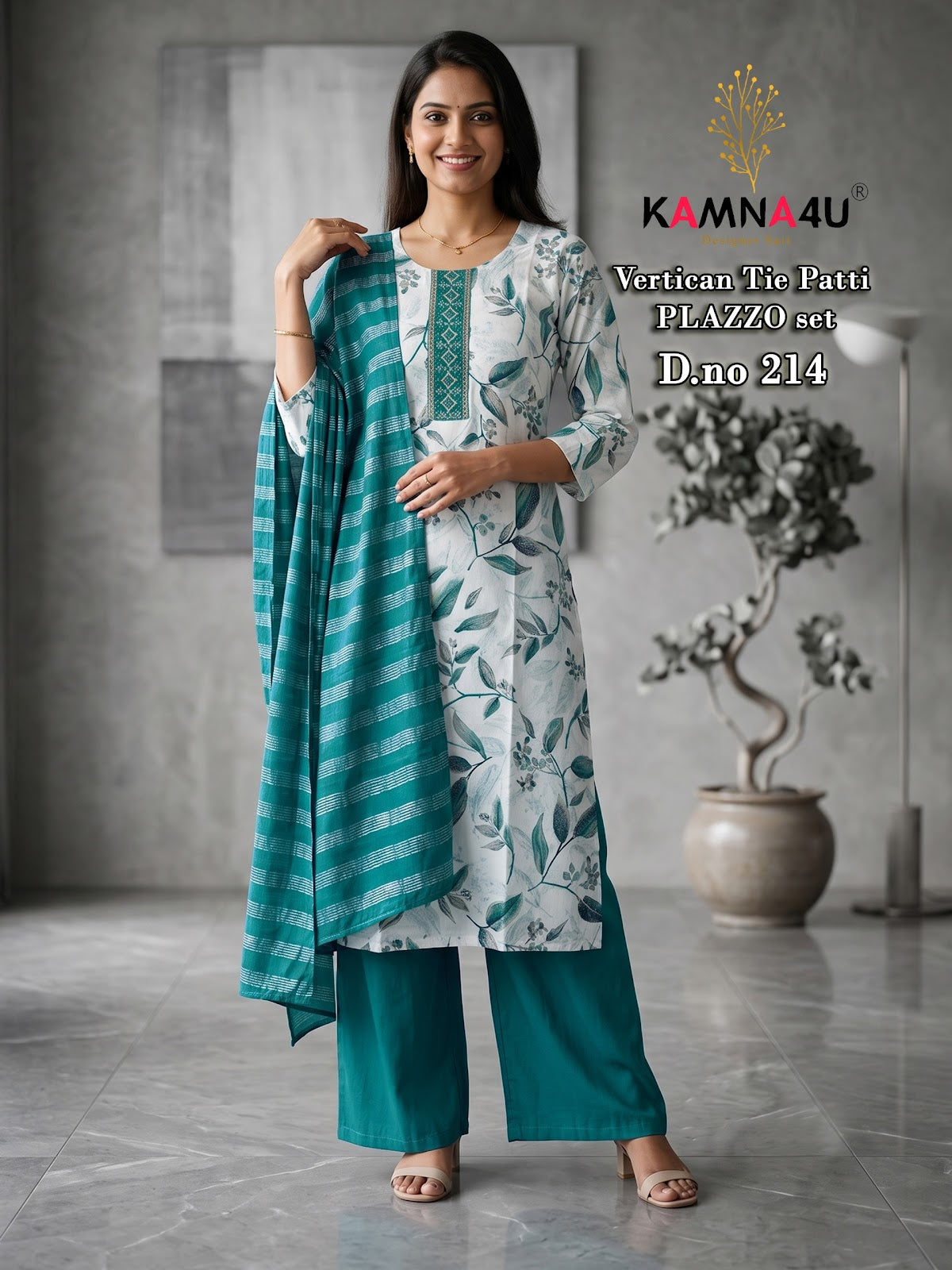 Dno 201-216 Kamna4U Vertican Readymade Plazzo Style Suits Wholesale