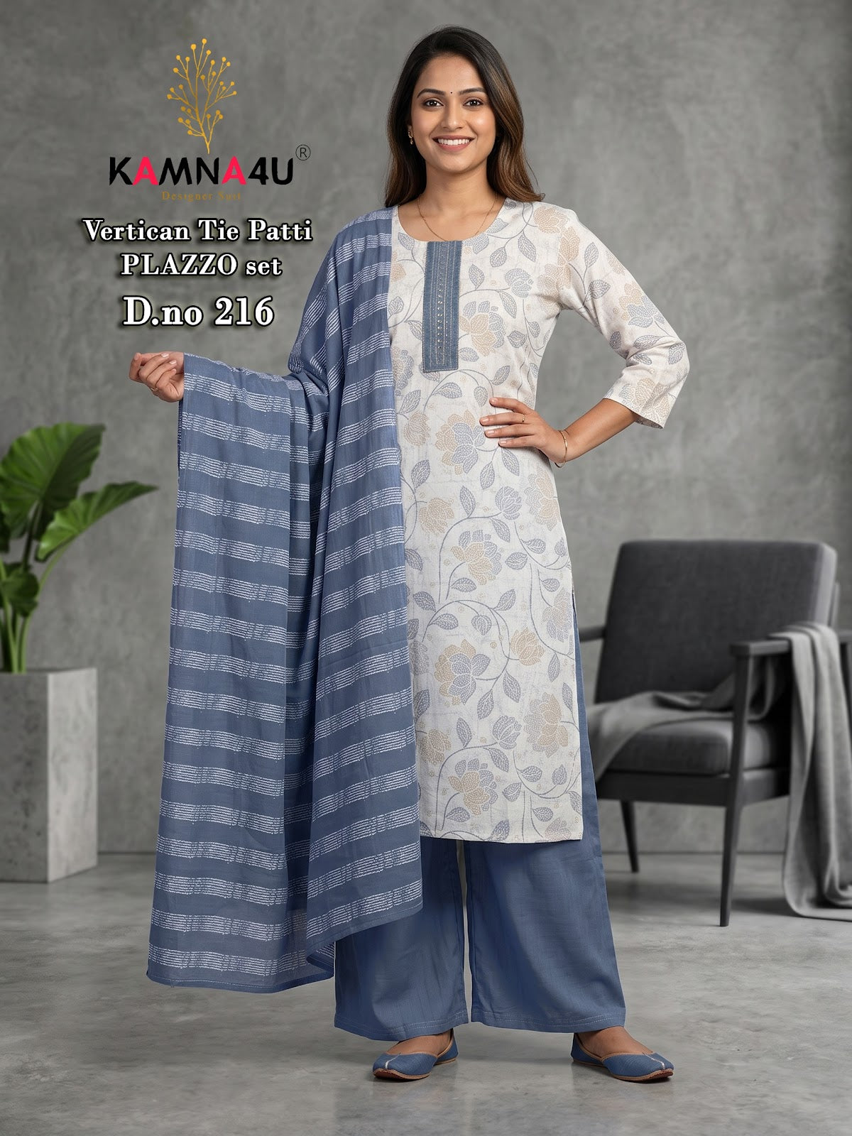 Dno 201-216 Kamna4U Vertican Readymade Plazzo Style Suits Wholesale