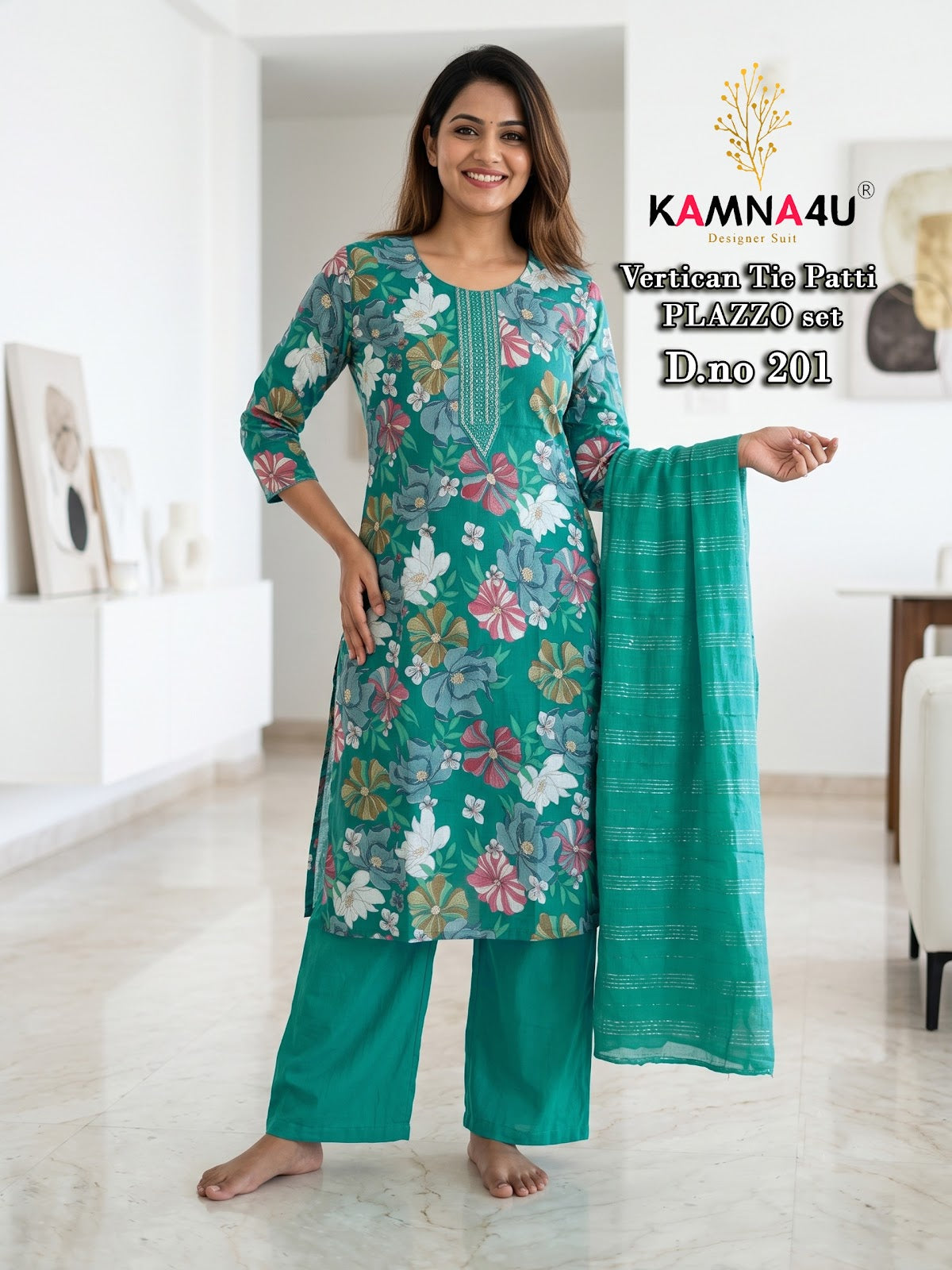 Dno 201-216 Kamna4U Vertican Readymade Plazzo Style Suits Wholesale