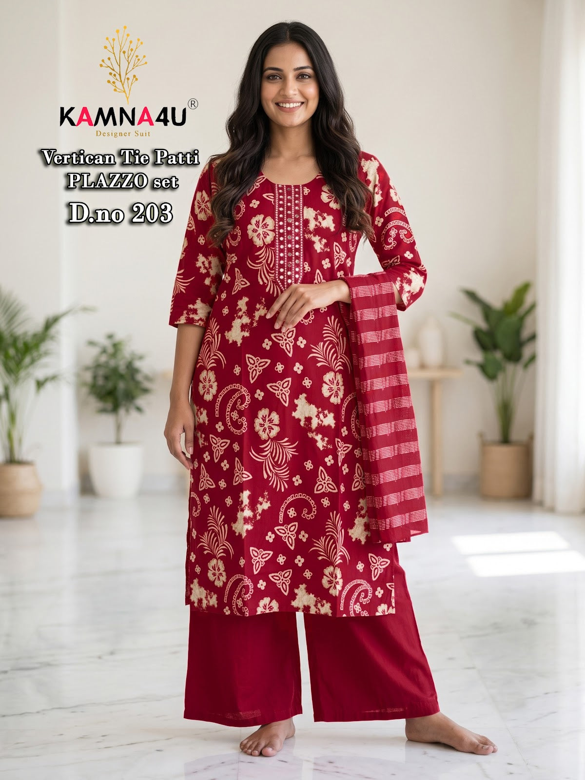 Dno 201-216 Kamna4U Vertican Readymade Plazzo Style Suits Wholesale