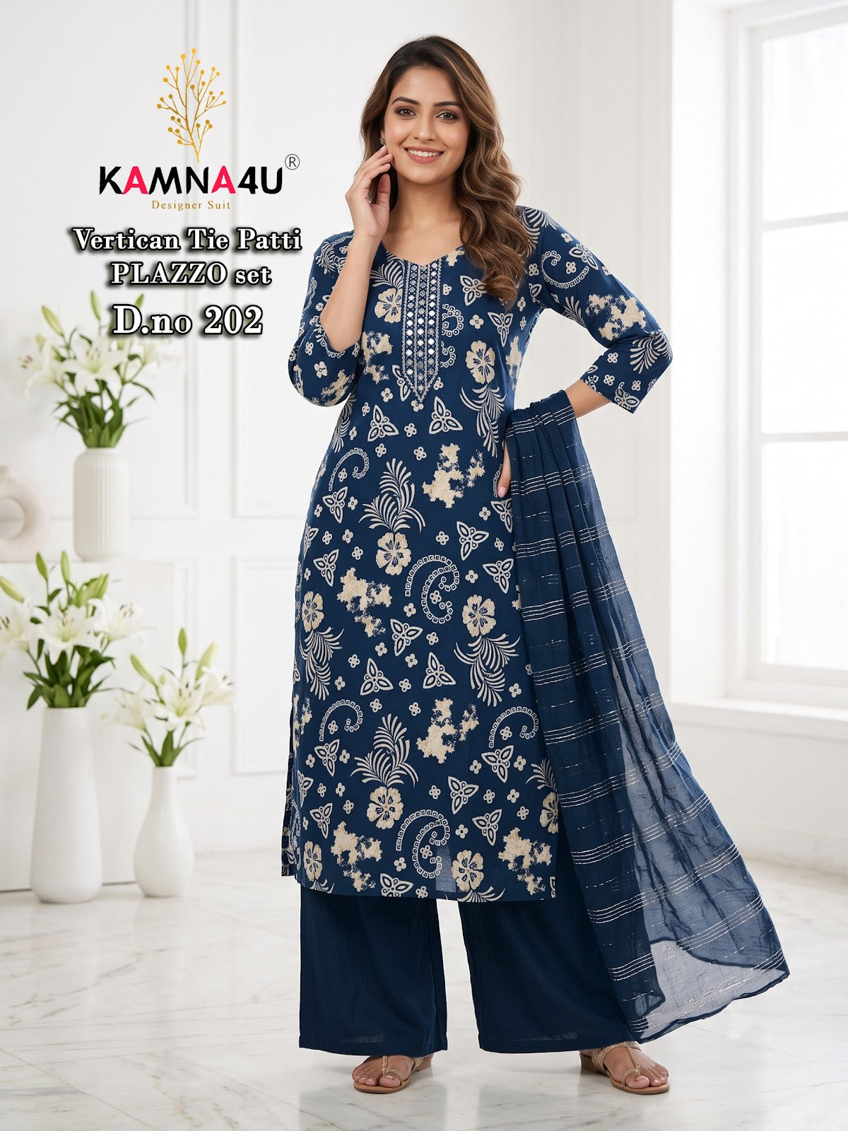Dno 201-216 Kamna4U Vertican Readymade Plazzo Style Suits Wholesale