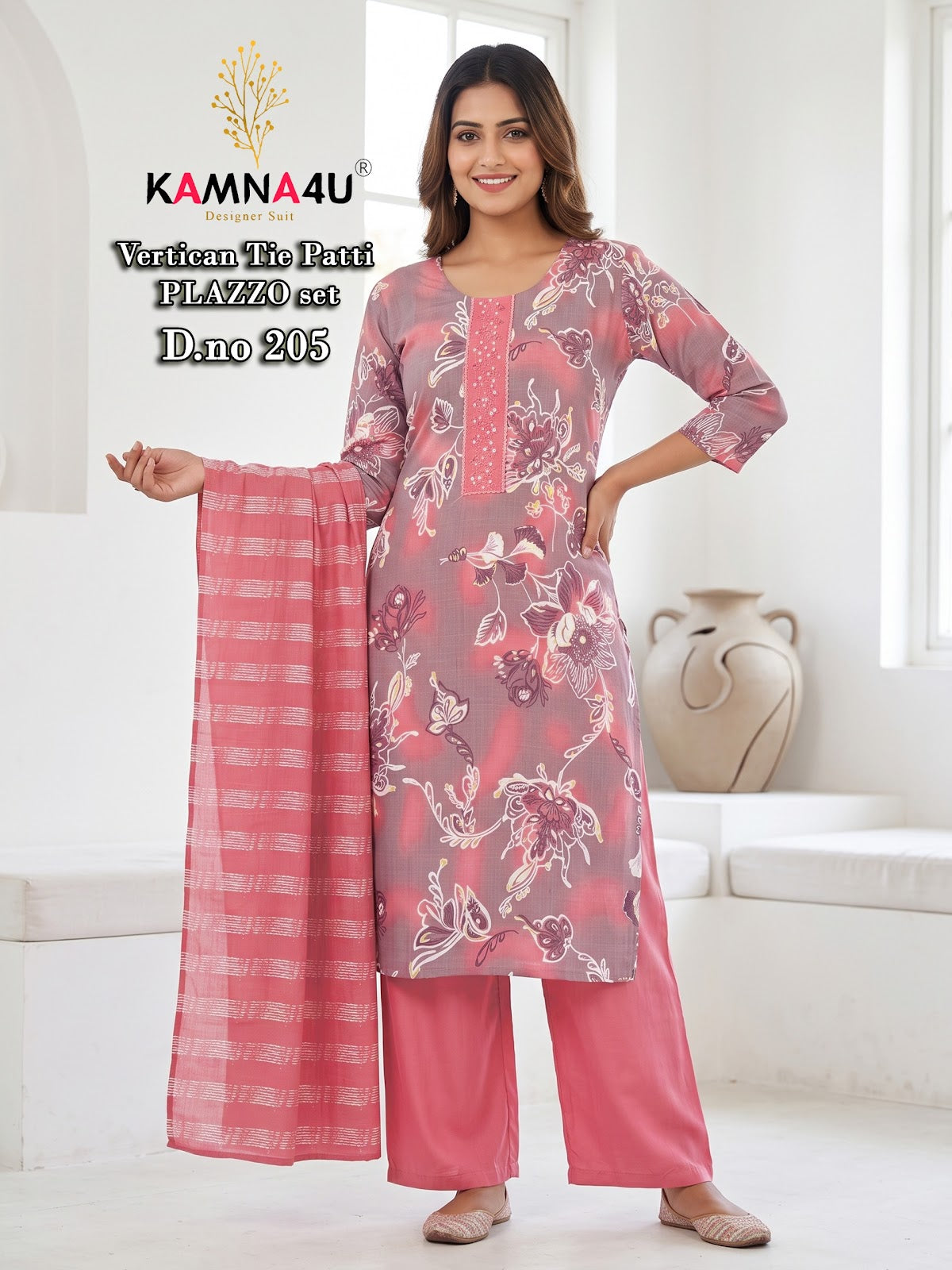 Dno 201-216 Kamna4U Vertican Readymade Plazzo Style Suits Wholesale