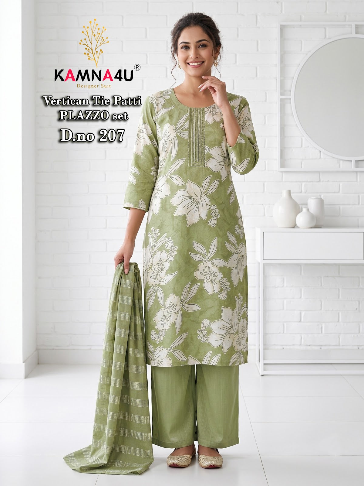 Dno 201-216 Kamna4U Vertican Readymade Plazzo Style Suits Wholesale