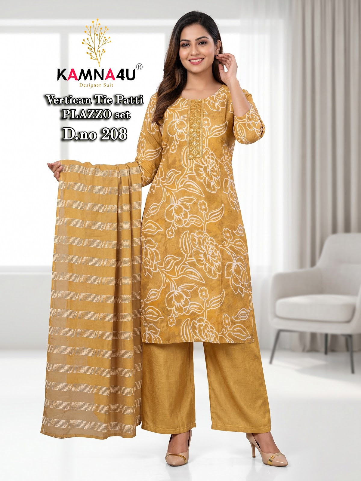 Dno 201-216 Kamna4U Vertican Readymade Plazzo Style Suits Wholesale