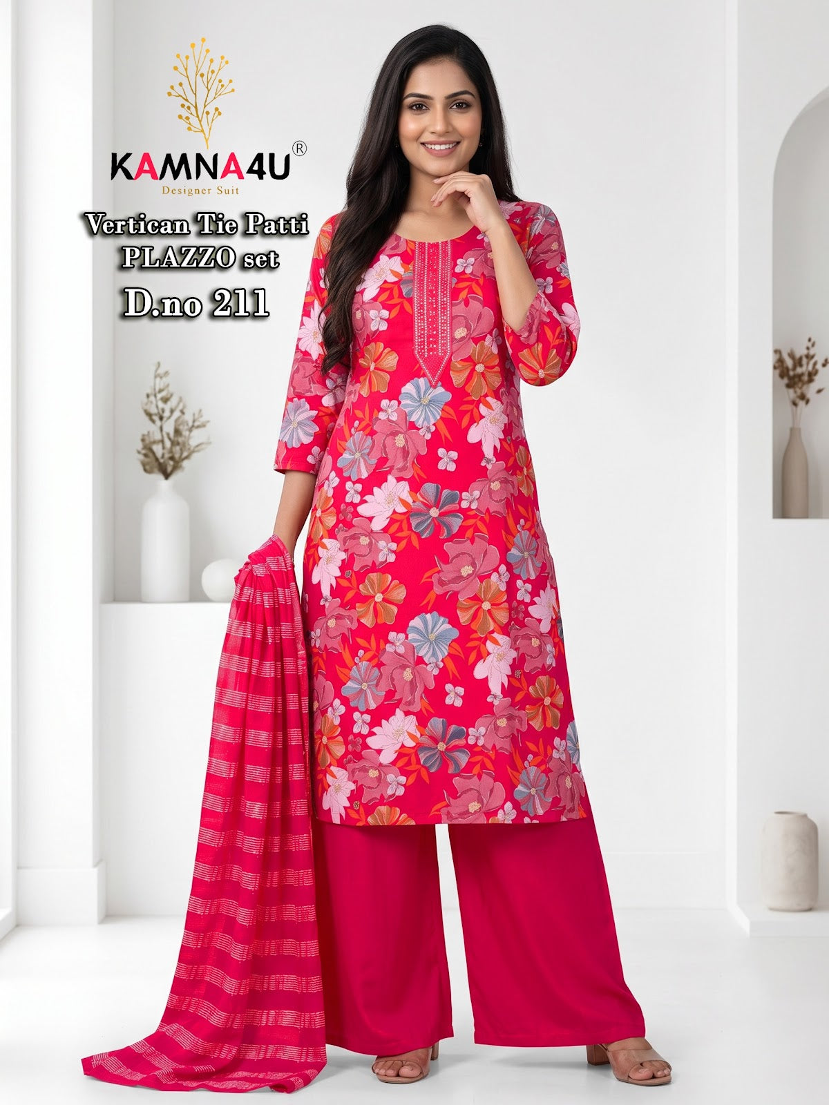 Dno 201-216 Kamna4U Vertican Readymade Plazzo Style Suits Wholesale