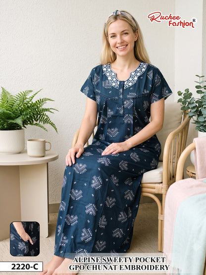 Dno 2215-2222 Sweety Ruchee Fashion Alpine Night Gowns Manufacturer Ahmedabad