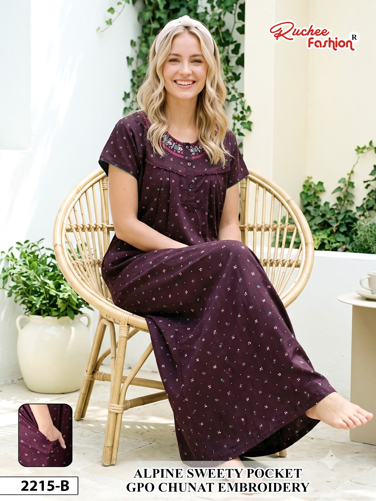 Dno 2215-2222 Sweety Ruchee Fashion Alpine Night Gowns Manufacturer Ahmedabad