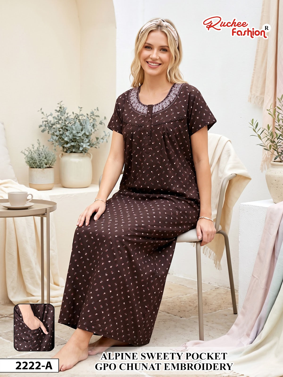 Dno 2215-2222 Sweety Ruchee Fashion Alpine Night Gowns Manufacturer Ahmedabad