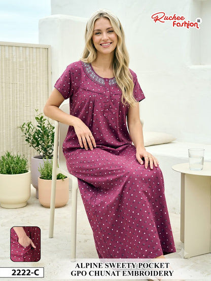 Dno 2215-2222 Sweety Ruchee Fashion Alpine Night Gowns Manufacturer Ahmedabad