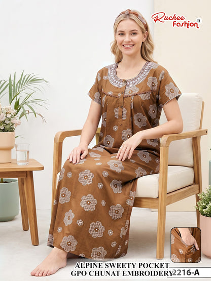Dno 2215-2222 Sweety Ruchee Fashion Alpine Night Gowns Manufacturer Ahmedabad
