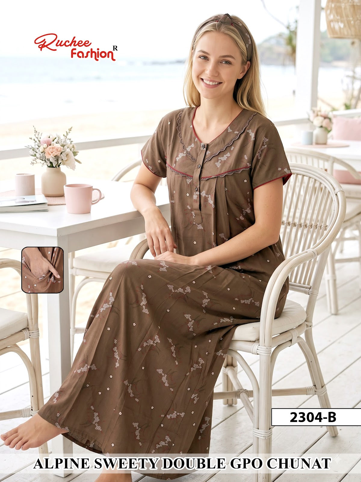 Dno 2300-2307 Sweety Ruchee Fashion Alpine Night Gowns Supplier Ahmedabad