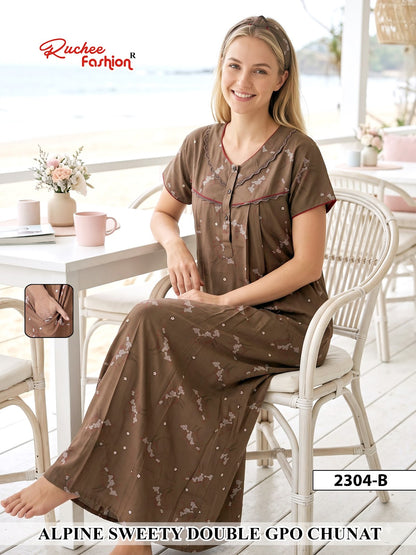 Dno 2300-2307 Sweety Ruchee Fashion Alpine Night Gowns Supplier Ahmedabad