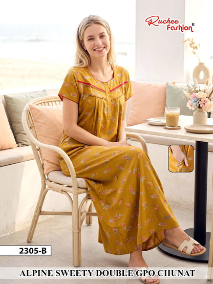 Dno 2300-2307 Sweety Ruchee Fashion Alpine Night Gowns Supplier Ahmedabad