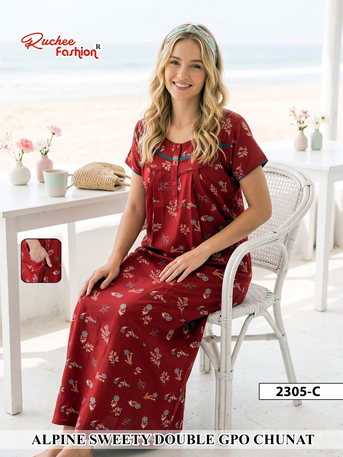 Dno 2300-2307 Sweety Ruchee Fashion Alpine Night Gowns Supplier Ahmedabad