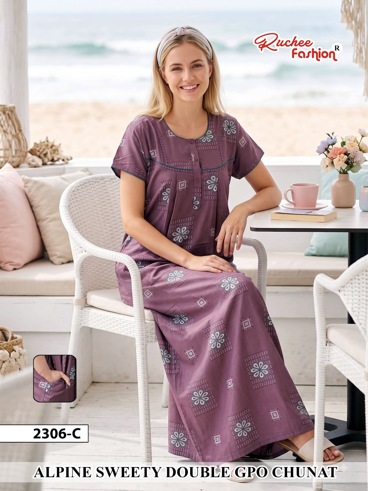 Dno 2300-2307 Sweety Ruchee Fashion Alpine Night Gowns Supplier Ahmedabad