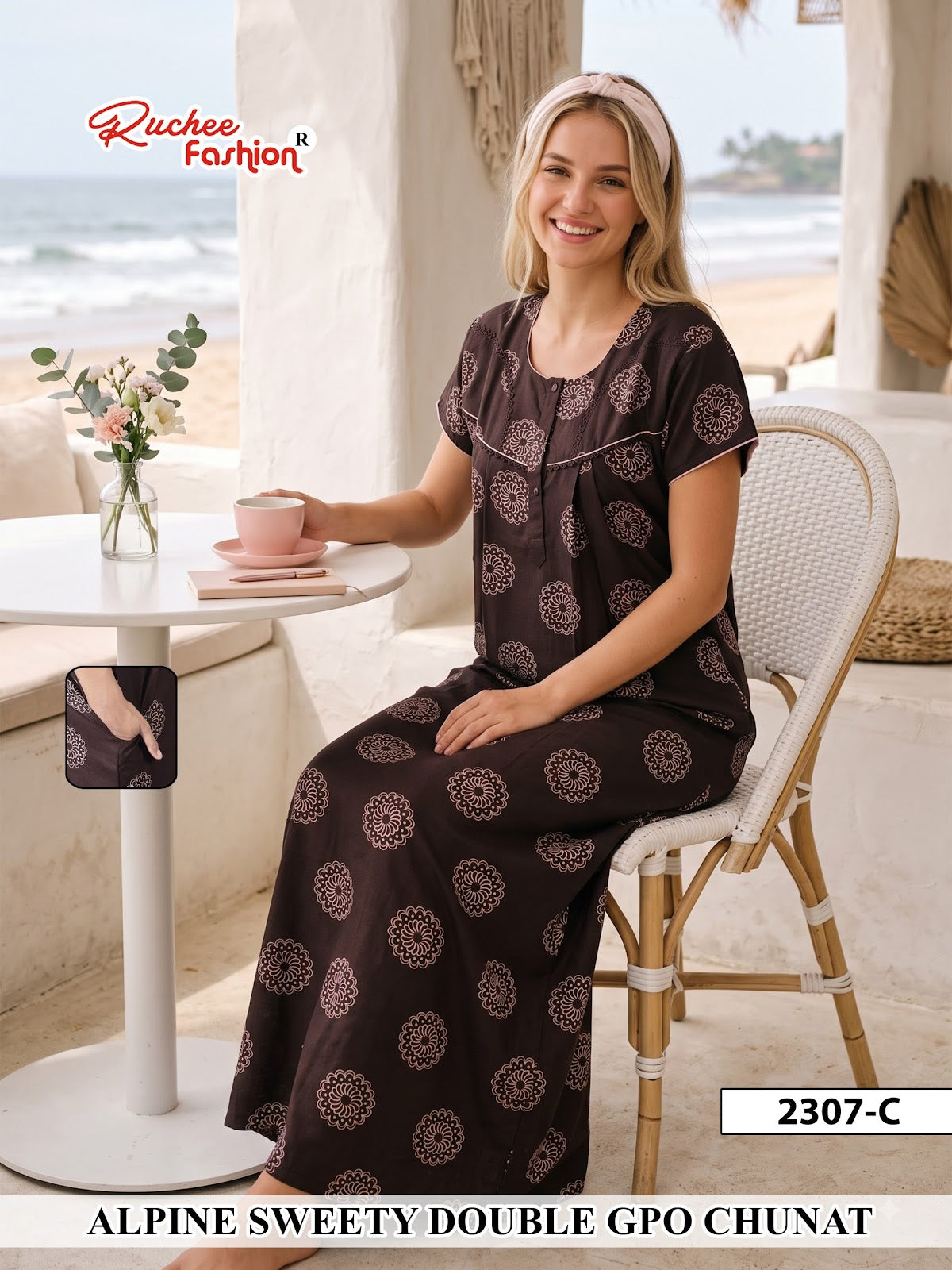 Dno 2300-2307 Sweety Ruchee Fashion Alpine Night Gowns Supplier Ahmedabad