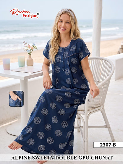 Dno 2300-2307 Sweety Ruchee Fashion Alpine Night Gowns Supplier Ahmedabad