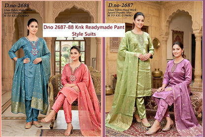 Dno 2687-88 Knk Roman Readymade Pant Style Suits Exporter India