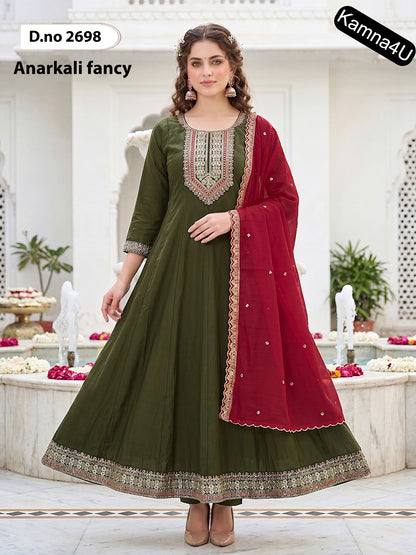 Dno 2694-2698 Kamna4U Roman Readymade Anarkali Suits Exporter Ahmedabad