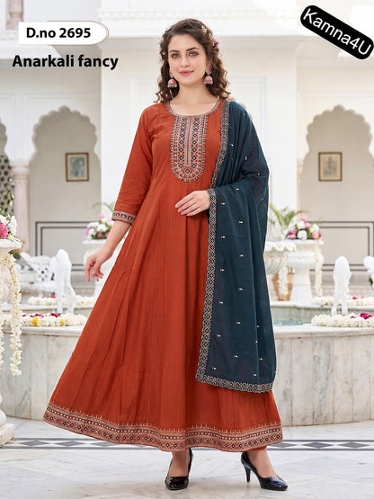 Dno 2694-2698 Kamna4U Roman Readymade Anarkali Suits Exporter Ahmedabad