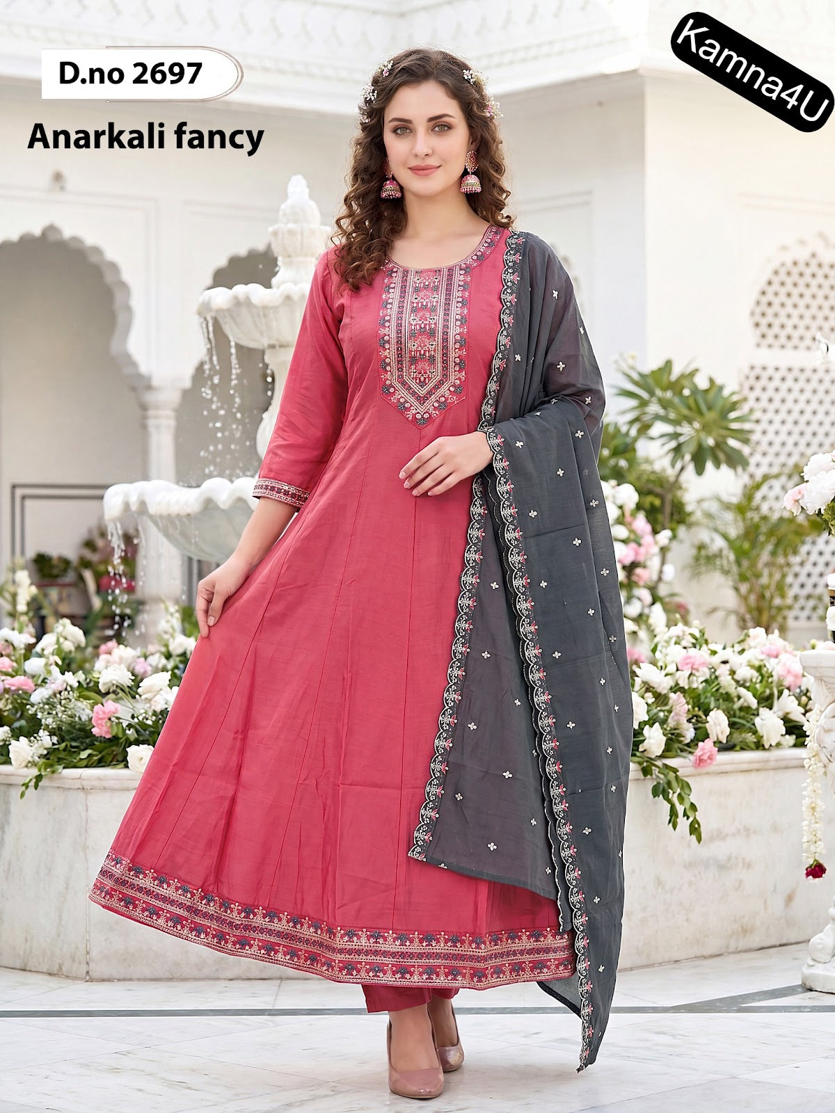 Dno 2694-2698 Kamna4U Roman Readymade Anarkali Suits Exporter Ahmedabad