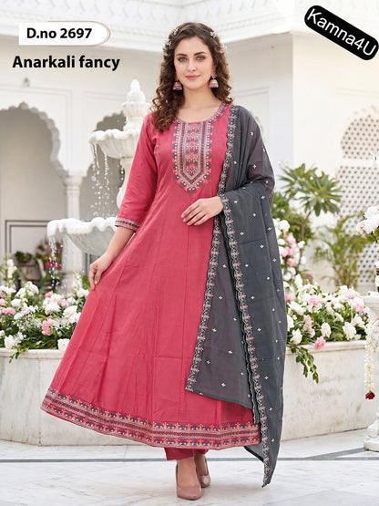 Dno 2694-2698 Kamna4U Roman Readymade Anarkali Suits Exporter Ahmedabad