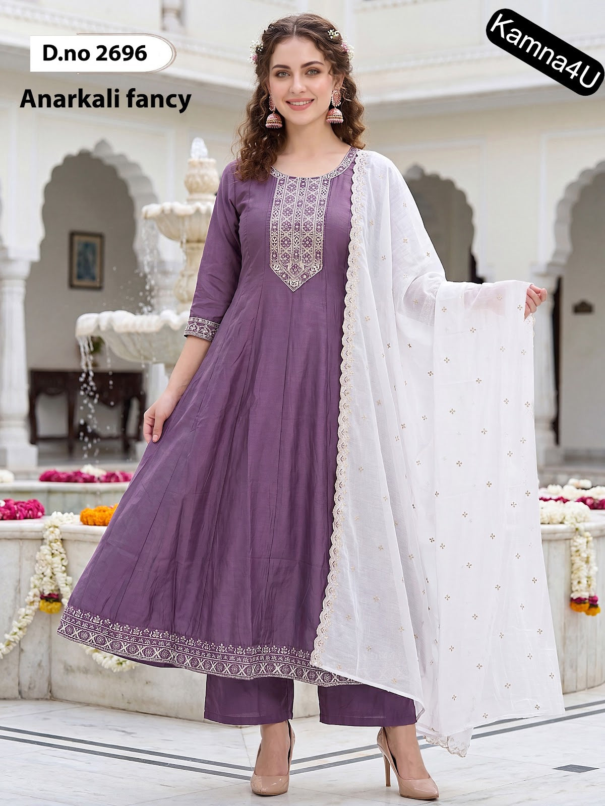 Dno 2694-2698 Kamna4U Roman Readymade Anarkali Suits Exporter Ahmedabad