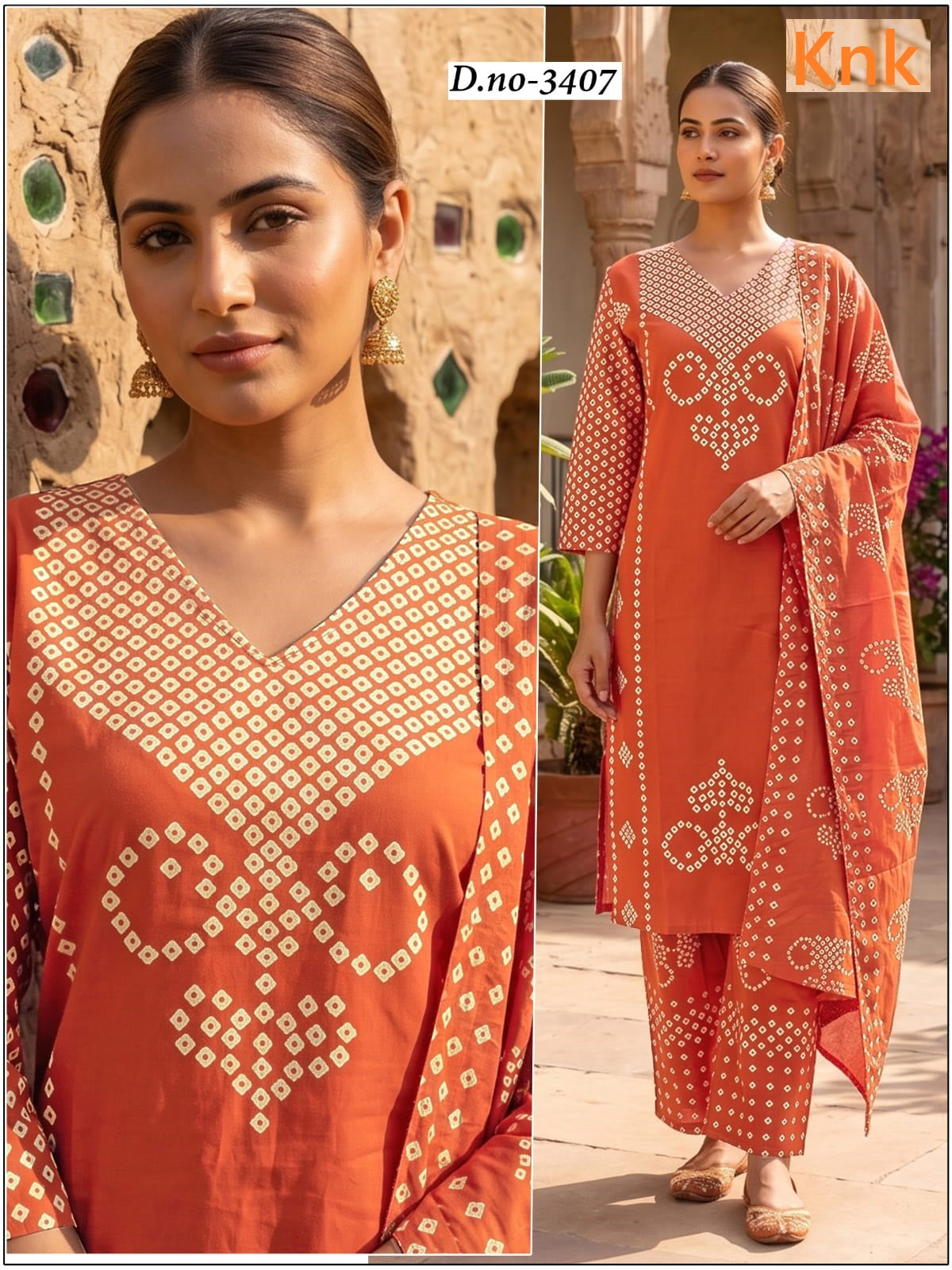 Dno 3407 Knk Dhabu Readymade Cotton Pant Suits Wholesaler India
