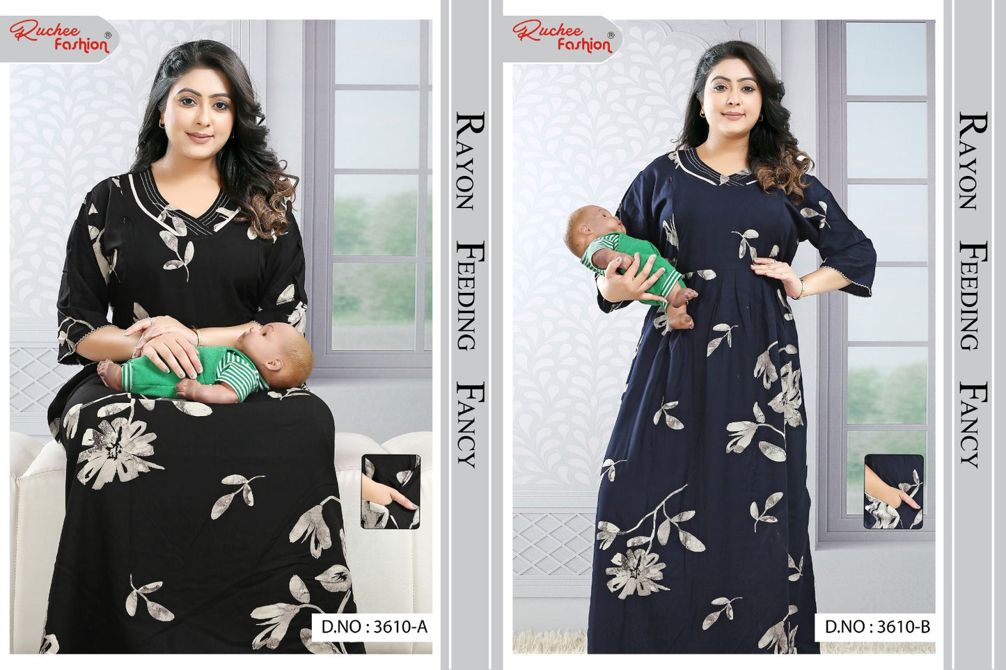 Dno 3608-3614 Ruchee Fashion Rayon Feeding Night Gown Wholesaler