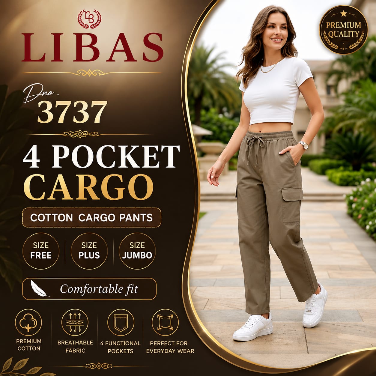 Dno 3737 Libas Amiti Cotton Women Cargo Pants Manufacturer Gujarat