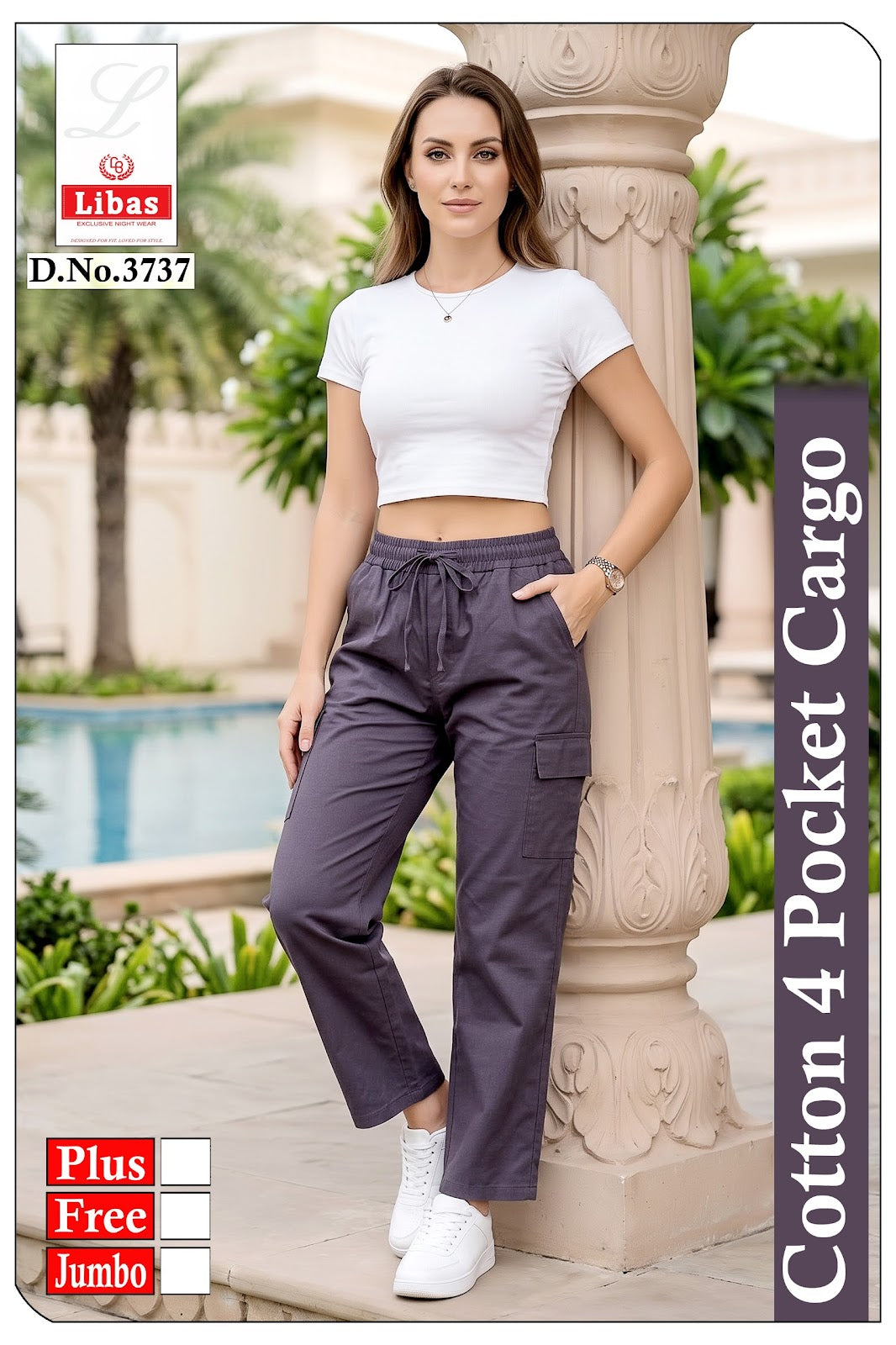 Dno 3737 Libas Amiti Cotton Women Cargo Pants Manufacturer Gujarat