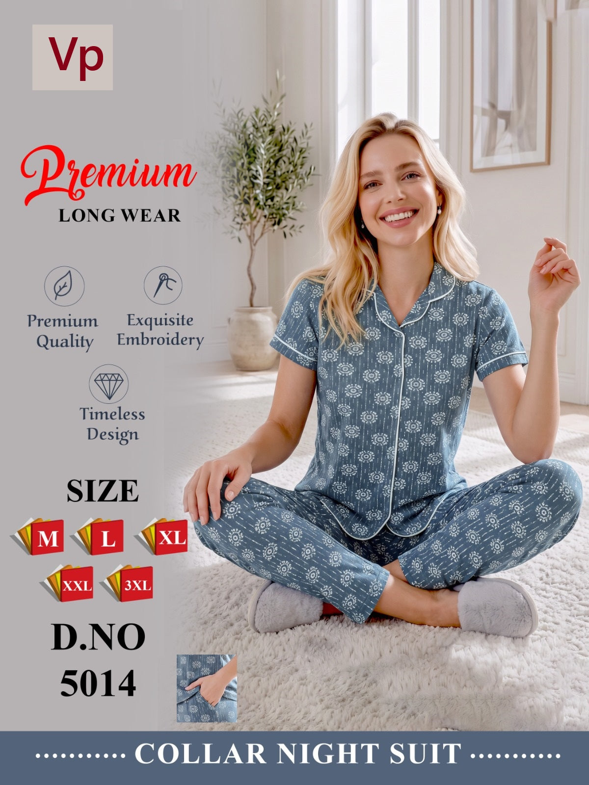 Dno 5014 100726 Vp Hosiery Cotton Collar Night Suits Wholesaler Gujarat