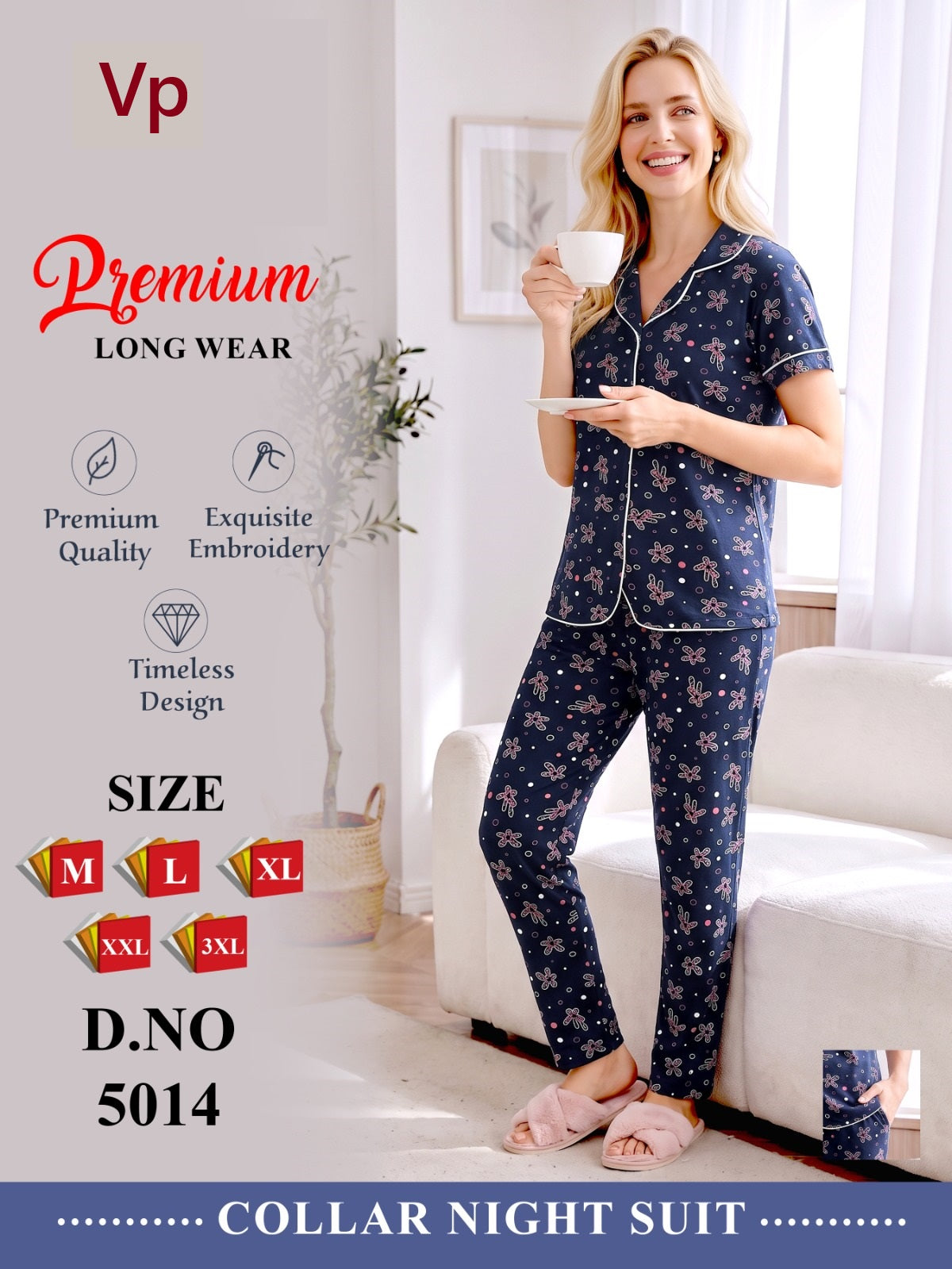 Dno 5014 100726 Vp Hosiery Cotton Collar Night Suits Wholesaler Gujarat