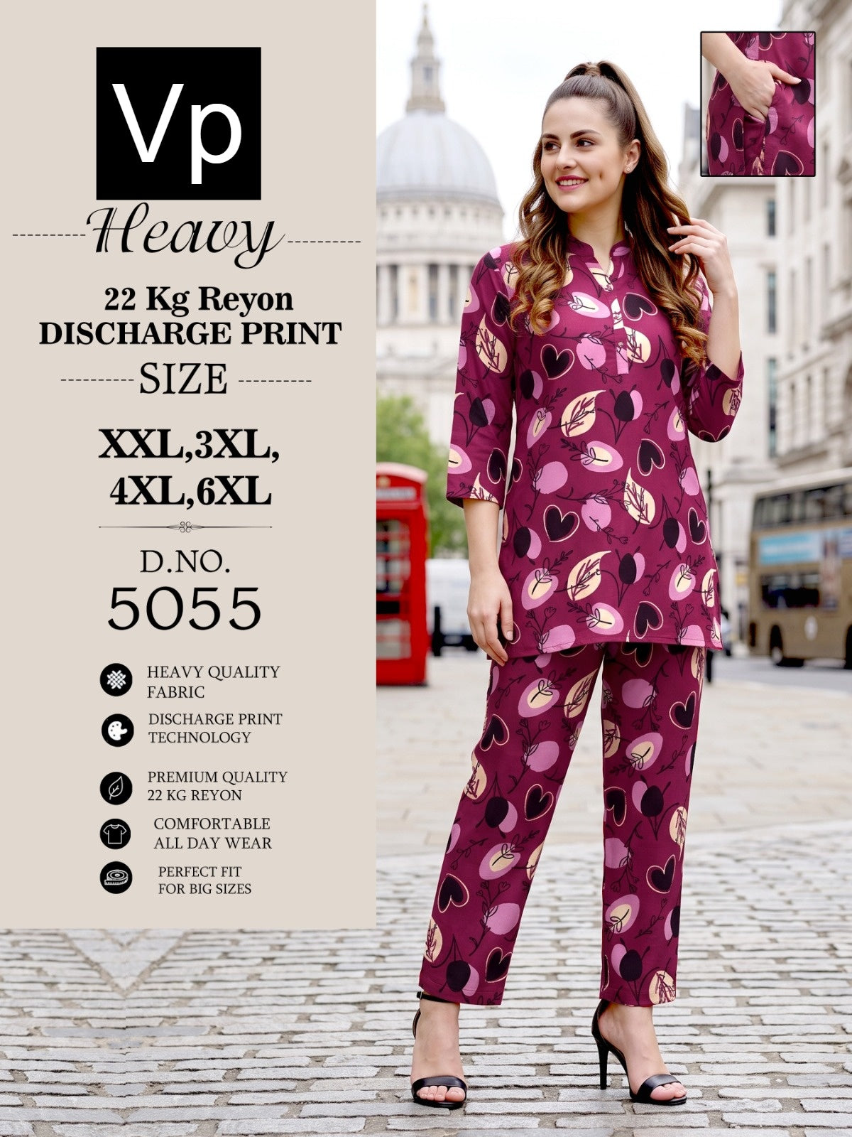 Dno 5055 1206 Vp Rayon 22Kg Co Ord Set Exporter
