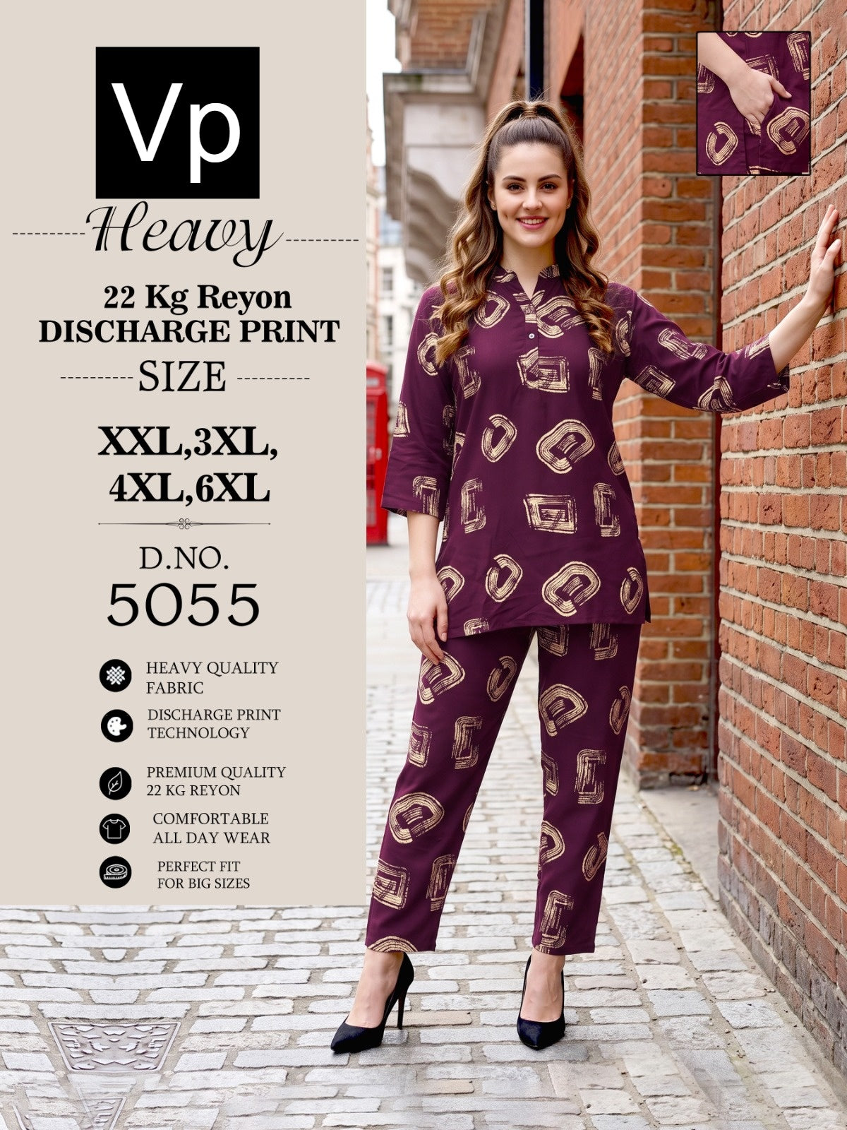 Dno 5055 1206 Vp Rayon 22Kg Co Ord Set Exporter