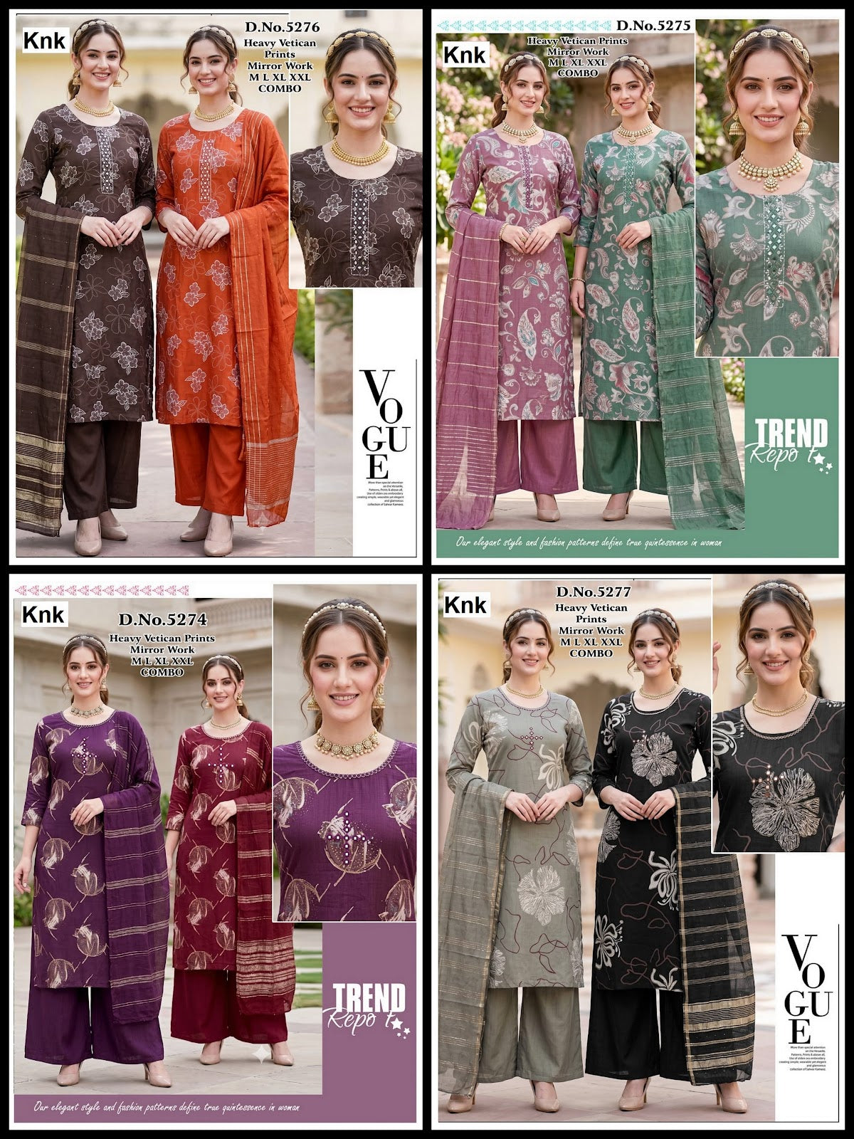 Dno 5274-5277 Mirror Work Knk Vetican Readymade Pant Style Suits Exporter Ahmedabad