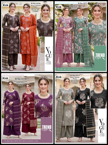 Dno 5274-5277 Mirror Work Knk Vetican Readymade Pant Style Suits Exporter Ahmedabad